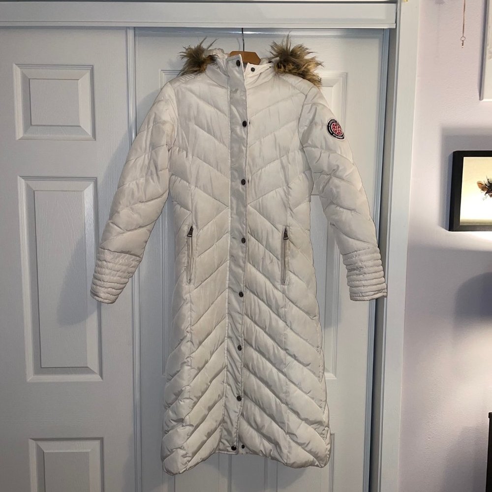White Long Winter Puffer Coat